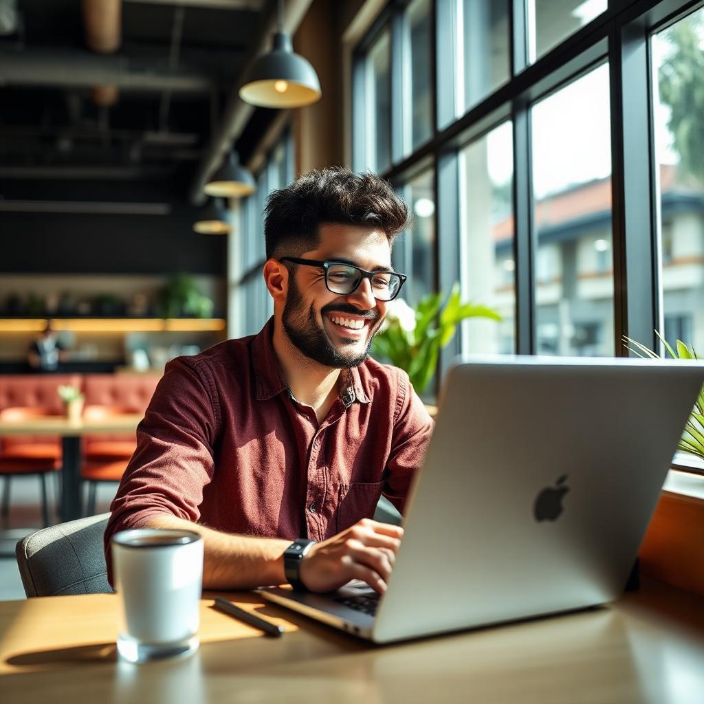 Empreendedor trabalhando em estratégia de marketing digital no notebook
